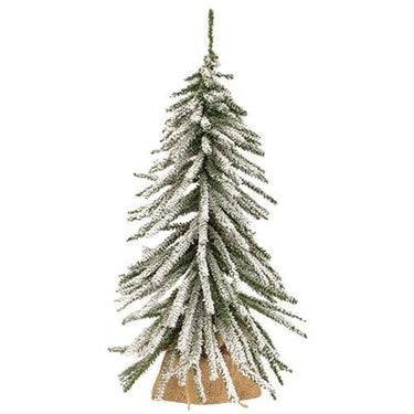 Flocked Mini Downswept Tree With Burlap Base, 24